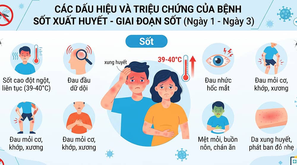 dấu hiệu bệnh sốt xuất huyết giai đoạn sốt cao