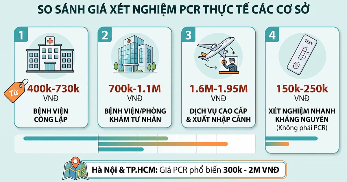 So sánh giá xét nghiệm PCR thực tế các cơ sở