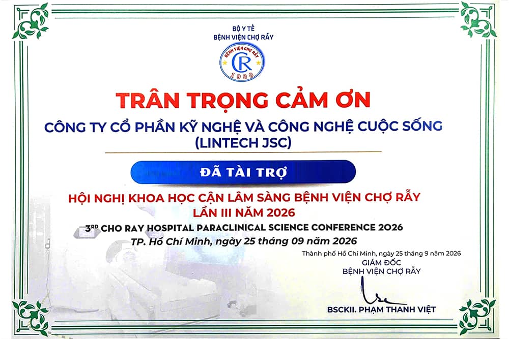 Giấy cám ơn tài trợ hội nghị khoa học cận lâm sàng bệnh viện chợ rẫy lần III