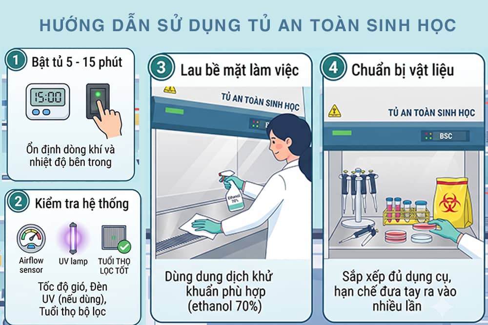 Hướng dẫn sử dụng tủ an toàn sinh học