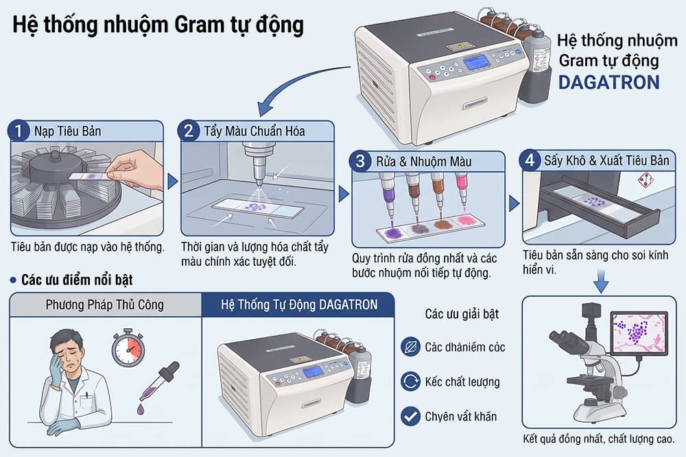 Lợi ích của hệ thống nhuộm gram tự động