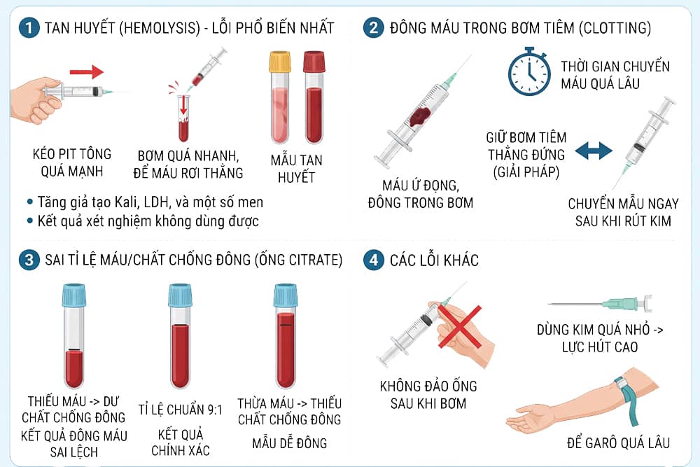 Lỗi thường gặp ống tiêm lấy máu