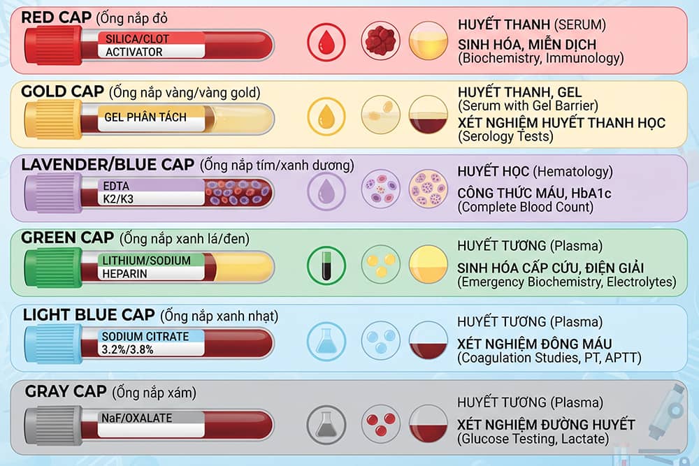 Phân loại ống máu xét nghiệm để sử dụng