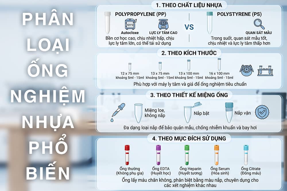 Phân loại ống nghiệm nhựa phổ biến hiện nay