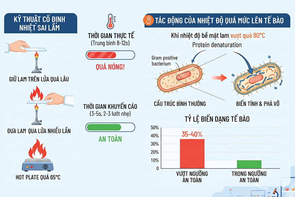 Phân tích lỗi đốt quá nóng trong nhuộm gram