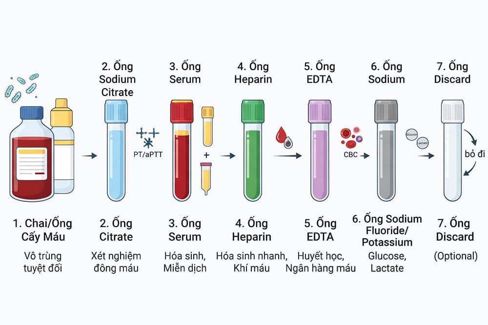 Thứ tự cho máu vào ống nghiệm đúng chuẩn