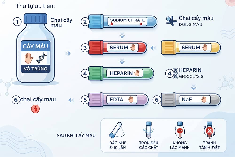 Thứ tự lấy mẫu ống máu xét nghiệm đúng cách