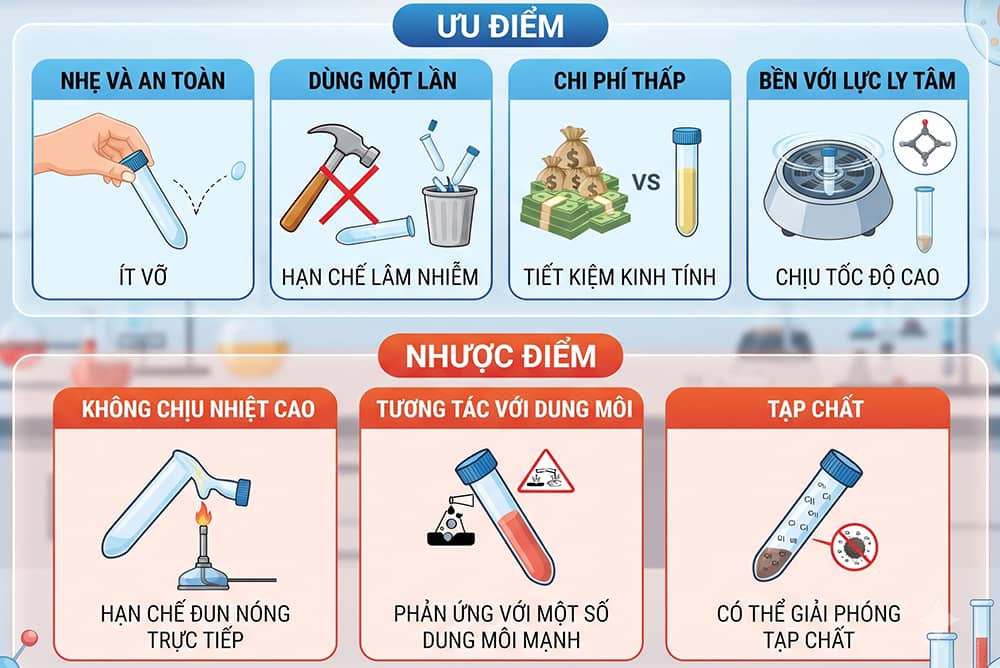 Ưu nhược điểm ống nghiệm nhựa