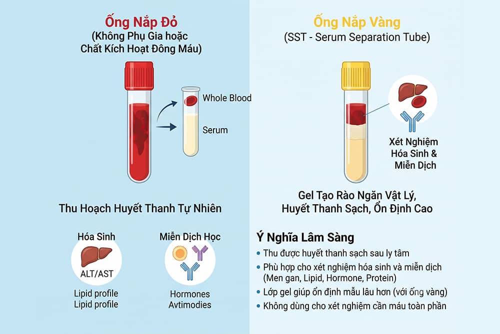 Ý nghĩa lâm sàng của ống nắp đỏ và ống nắp vàng