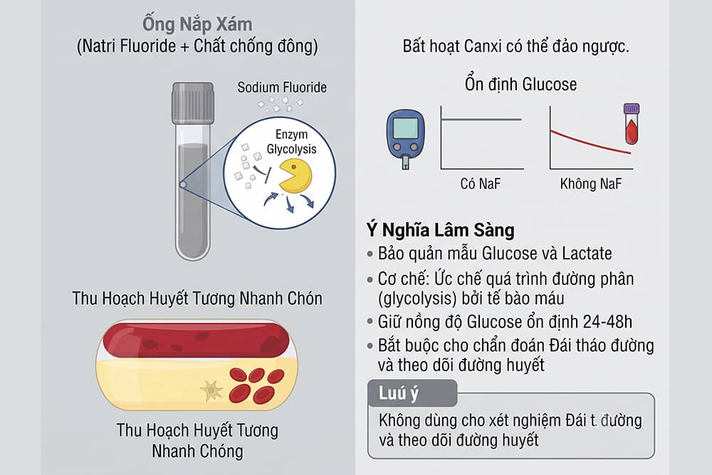 Ý nghĩa lâm sàng của ống nắp xám chứa natri fluoride