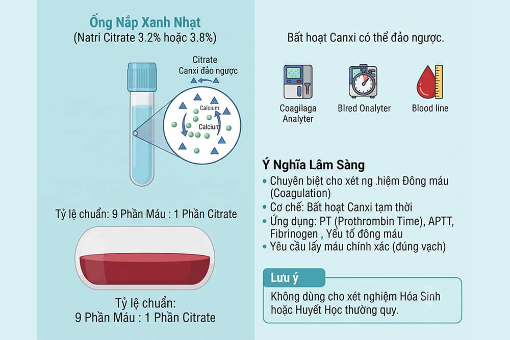 Ý nghĩa lâm sàng của ống nắp xanh nhạt chứa citrate